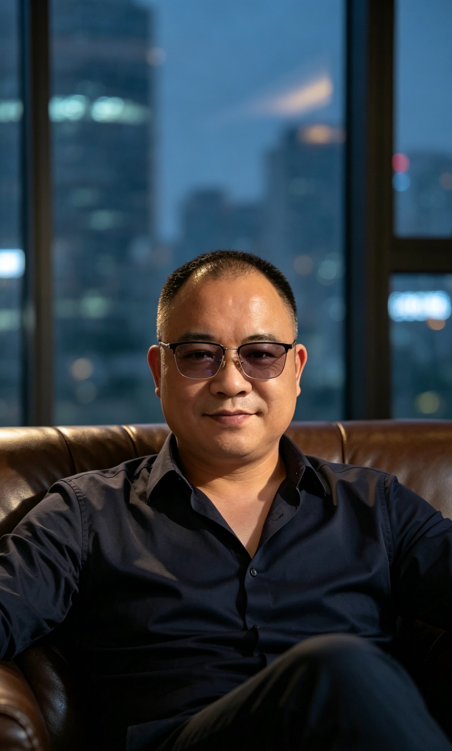 周向东老师夜间办公室形象照